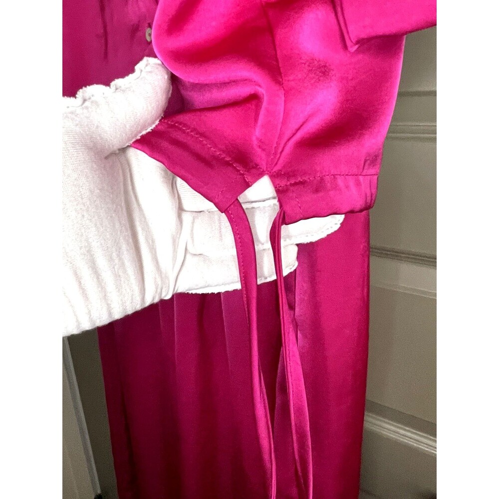 House Of Harlow 1960 Size XL Satin Crop Top Wide Leg Pants Set Hot Pink Stylish - Picture 7 of 16